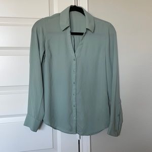 Dusty grey/blue convertible sleeve Portofino shirt from Express size S